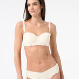 woman wearing cream bikini