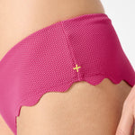 Textured Hibiscus scalloped bikini bottoms with soft-sculpting fit in luxury Italian fabric